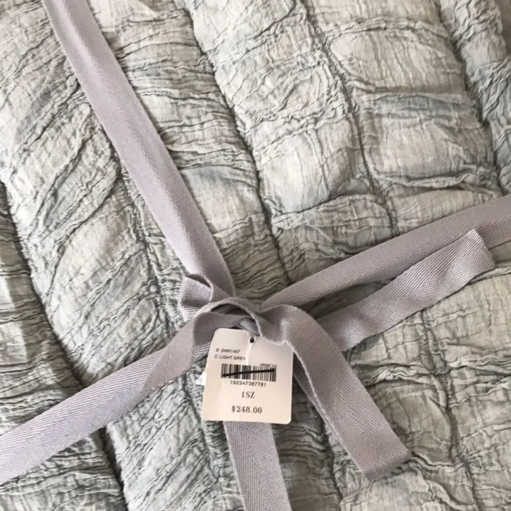 Anthropologie Voile Vienna Ruched Quit in Fog Grey in Twin size